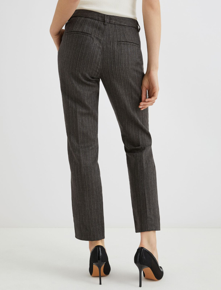 pantaloni slim fit in lana leggera - marrone