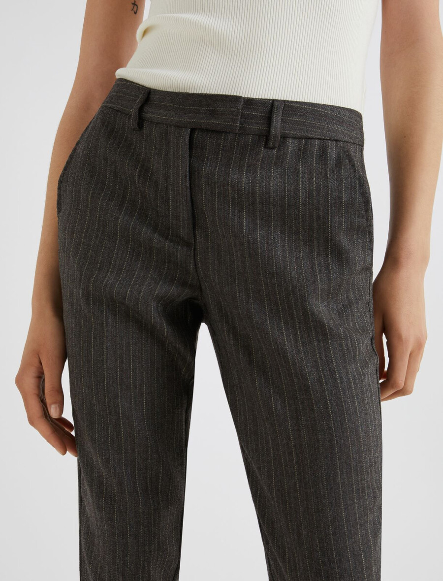 pantaloni slim fit in lana leggera - marrone