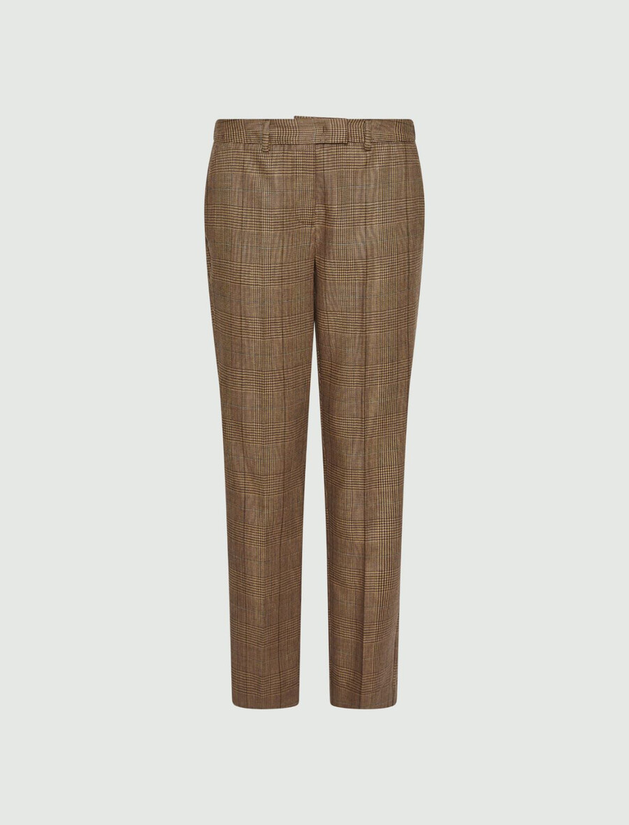 pantaloni slim fit in lana leggera - miele
