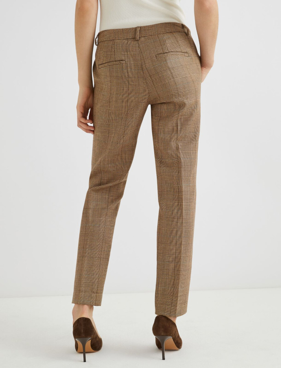 pantaloni slim fit in lana leggera - miele