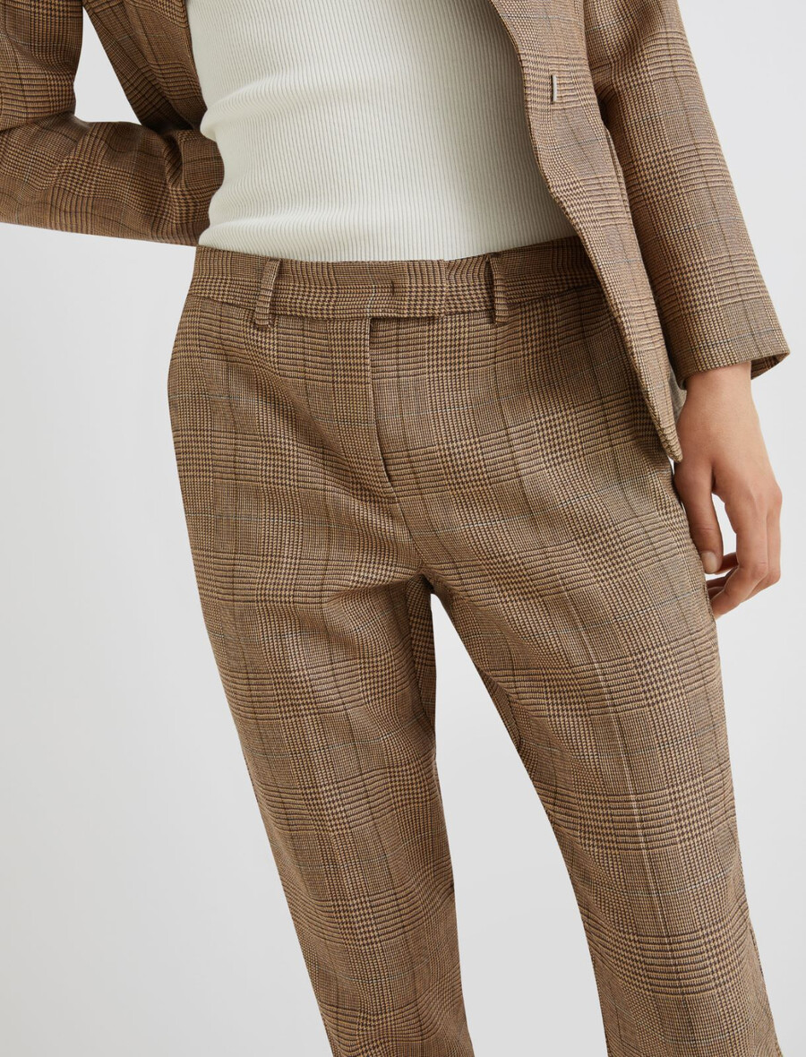 pantaloni slim fit in lana leggera - miele
