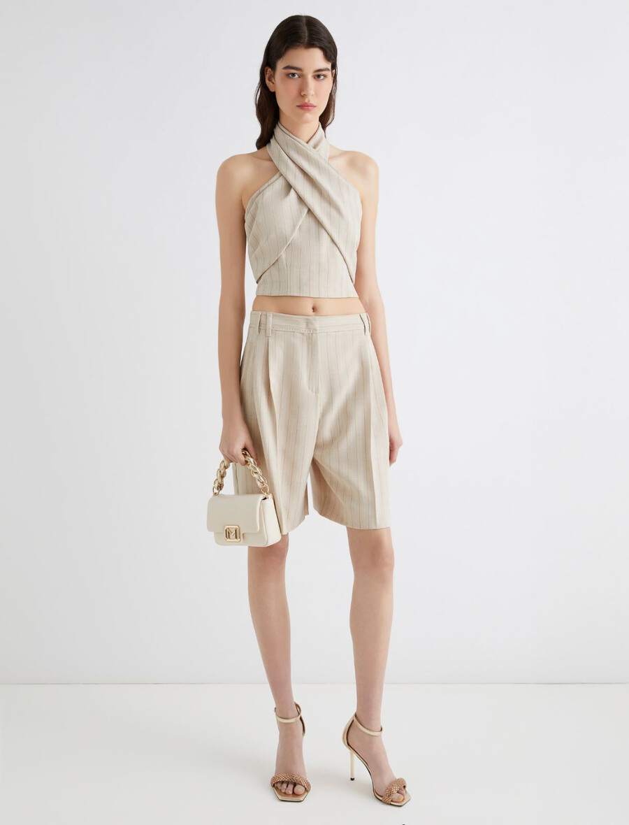 bermuda in tela elasticizzata - ecru