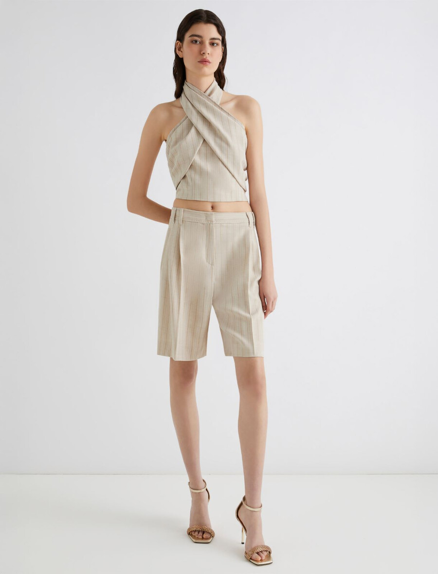 bermuda in tela elasticizzata - ecru