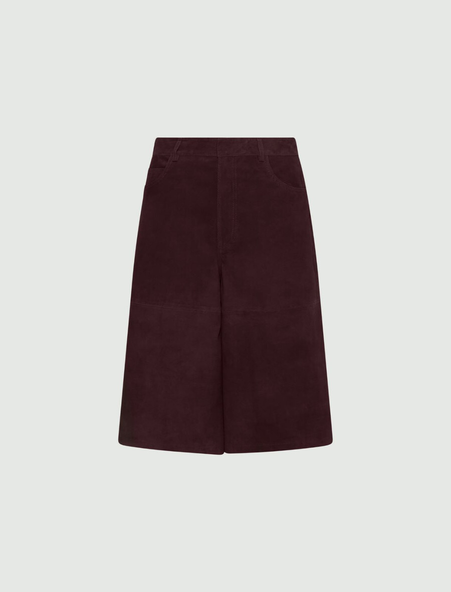 culottes in pelle scamosciata - bordeaux