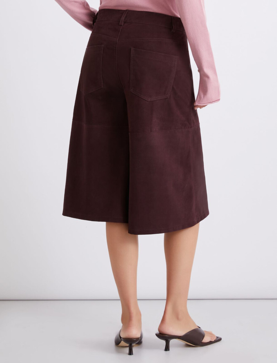 culottes in pelle scamosciata - bordeaux