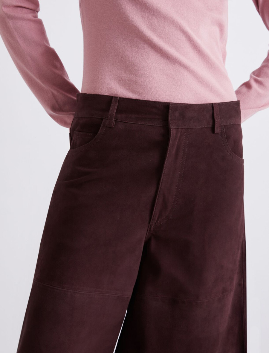 culottes in pelle scamosciata - bordeaux