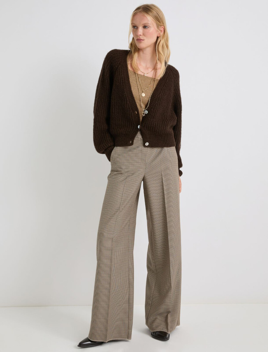 pantaloni a gamba larga con decorazioni in lurex - naturale