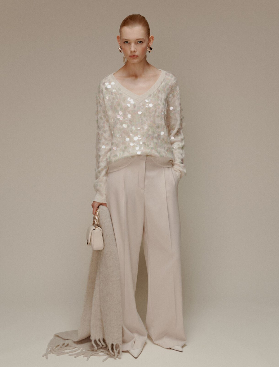 pantaloni larghi e fluidi - ecru