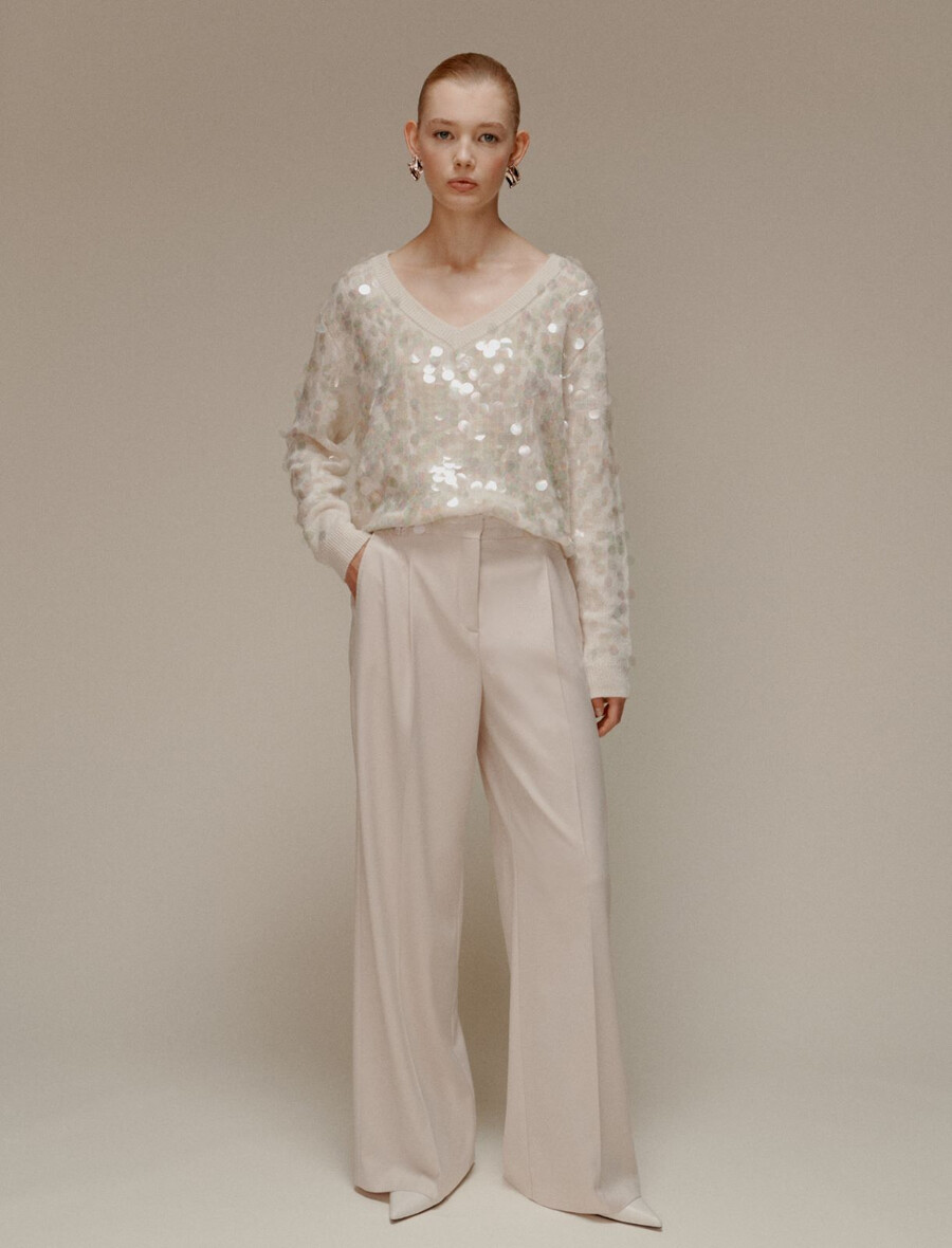 pantaloni larghi e fluidi - ecru