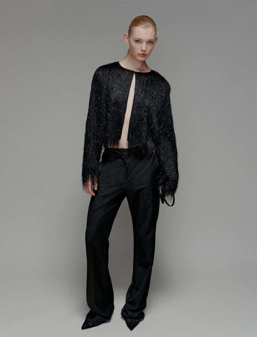 pantaloni svasati in viscosa elasticizzata - nero