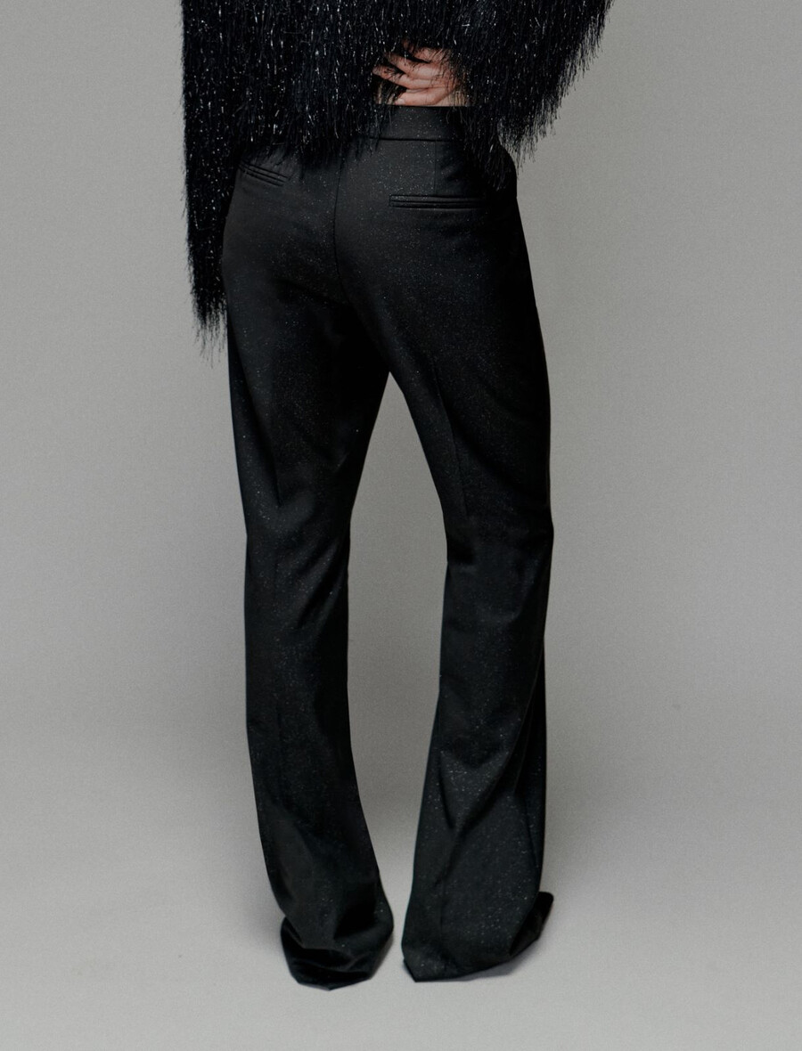 pantaloni svasati in viscosa elasticizzata - nero