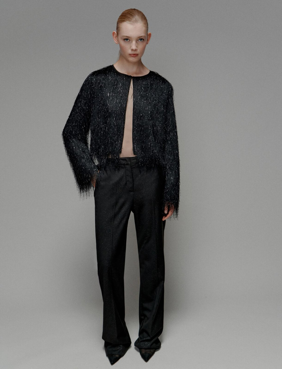 pantaloni svasati in viscosa elasticizzata - nero