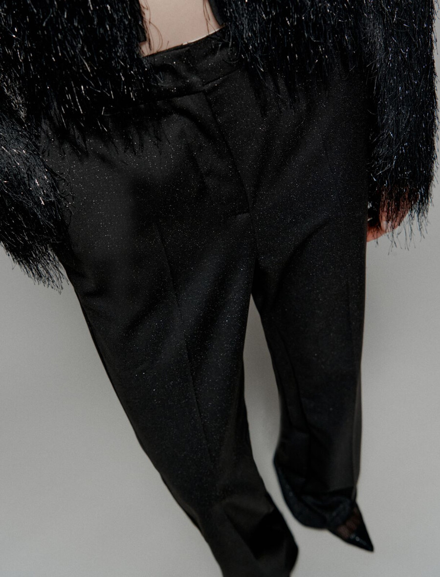 pantaloni svasati in viscosa elasticizzata - nero