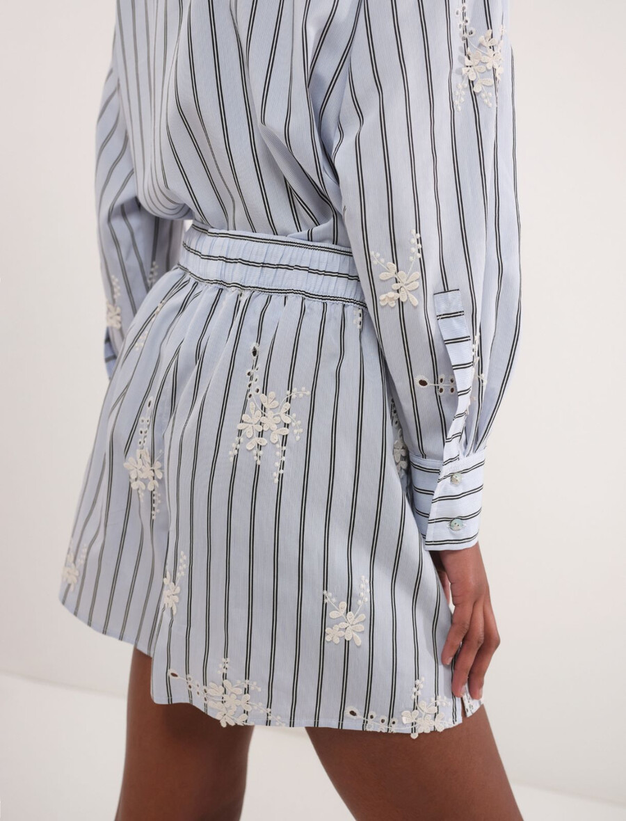 shorts in popeline con elastico in vita - azzurro chiaro