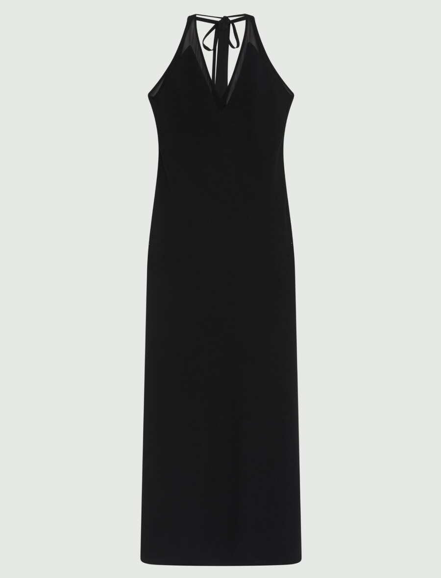 abito lungo in envers satin - nero