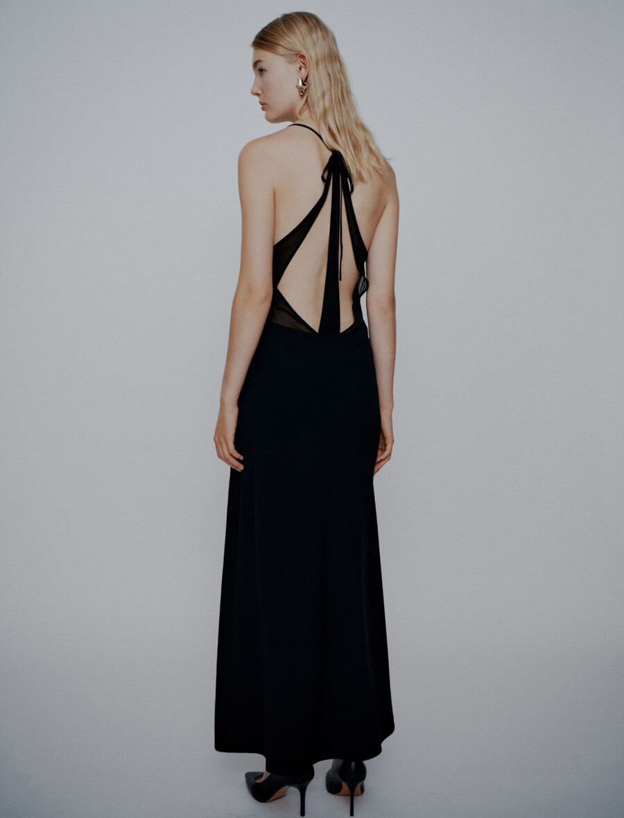 abito lungo in envers satin - nero