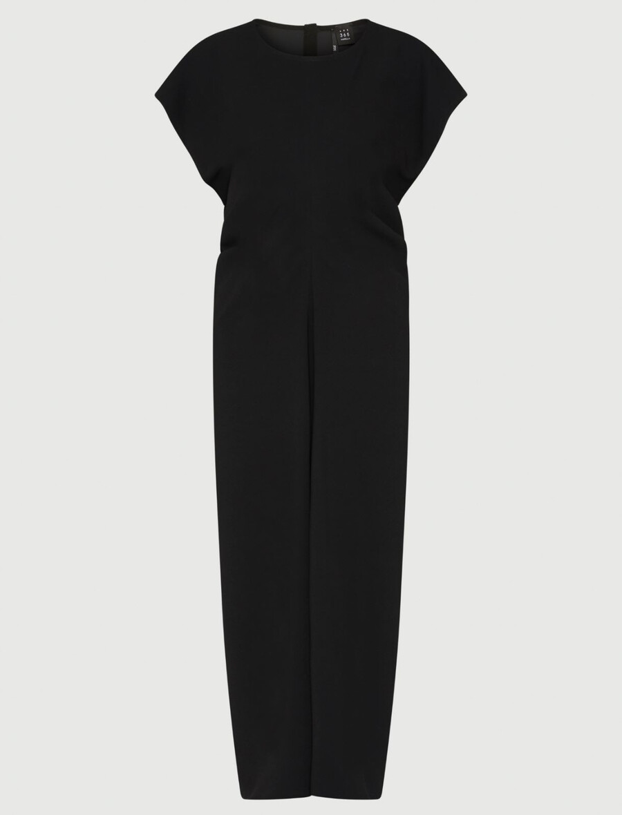 abito lungo in crepe envers satin - nero