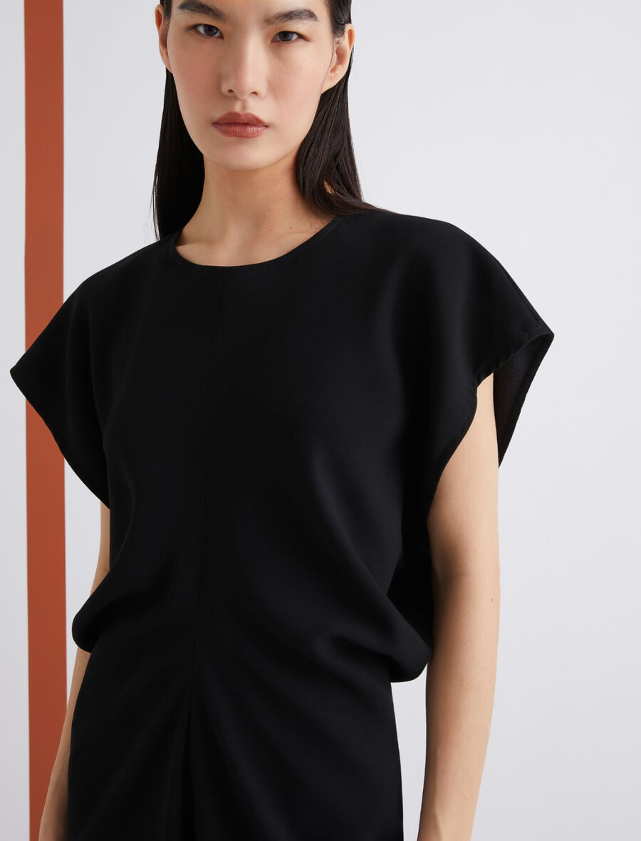 abito lungo in crepe envers satin - nero