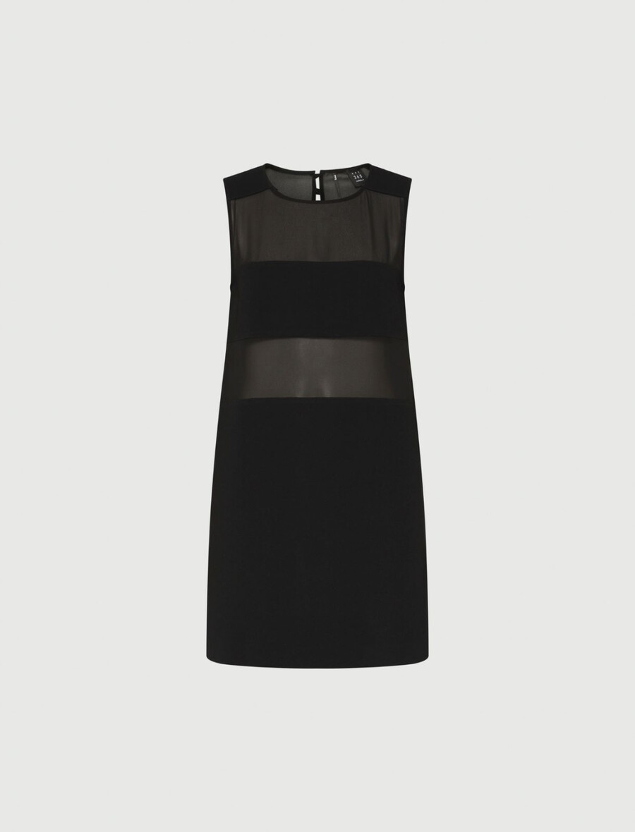 abito svasato bimateriale - nero