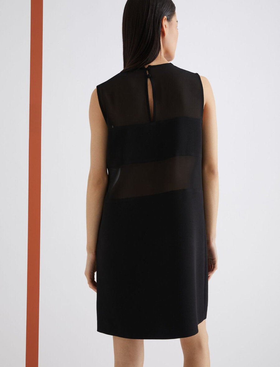 abito svasato bimateriale - nero