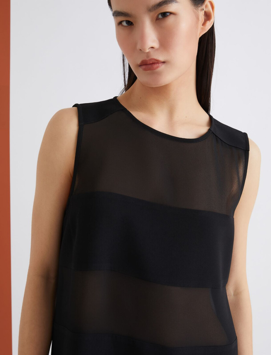 abito svasato bimateriale - nero