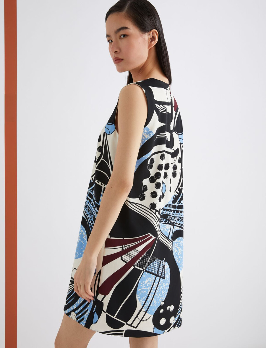 abito senza maniche con stampa macro - bianco lana