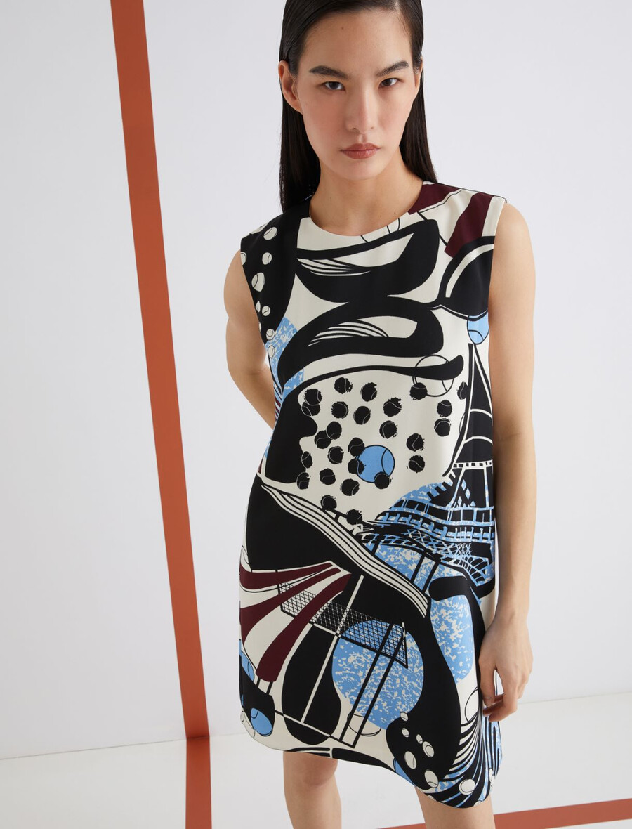 abito senza maniche con stampa macro - bianco lana