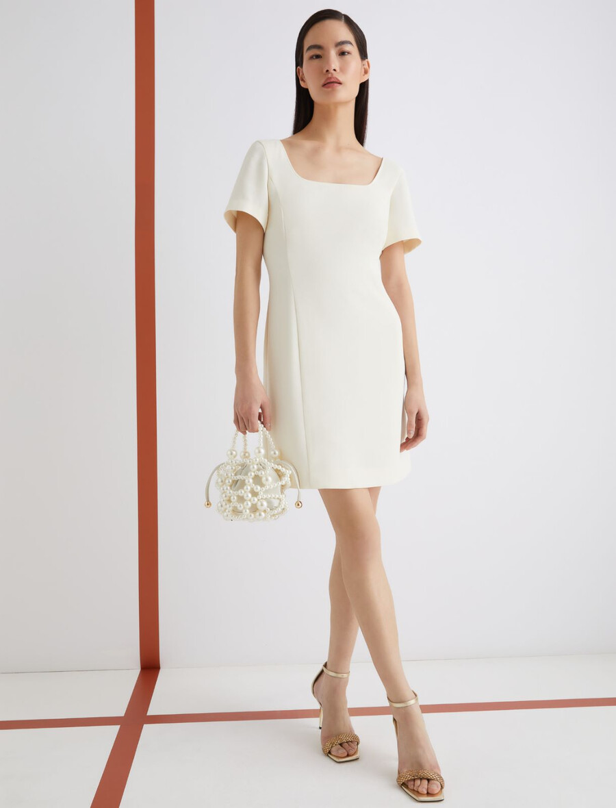 abito svasato - bianco lana