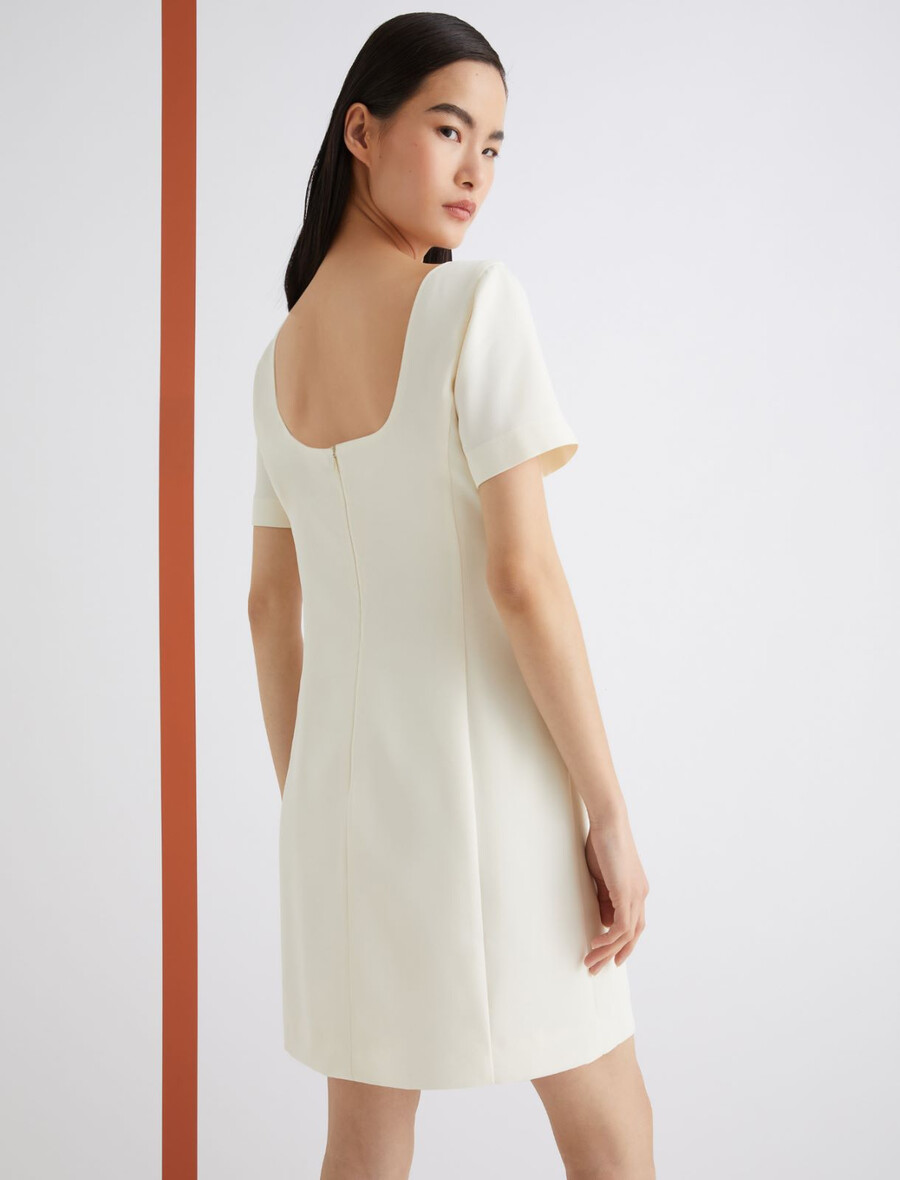 abito svasato - bianco lana