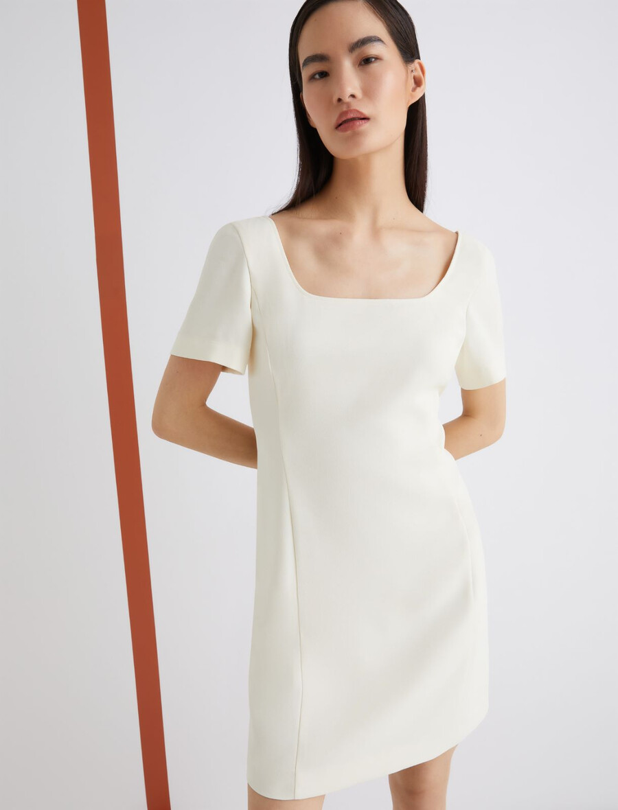 abito svasato - bianco lana