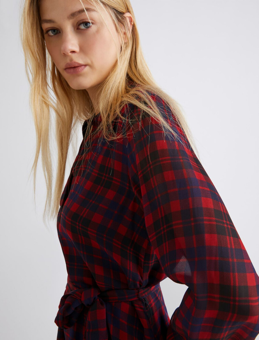 abito con balze in georgette - rosso