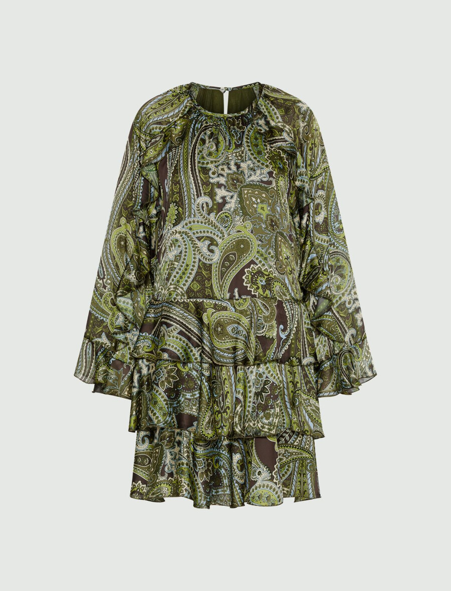 abito corto con balze - verde lime