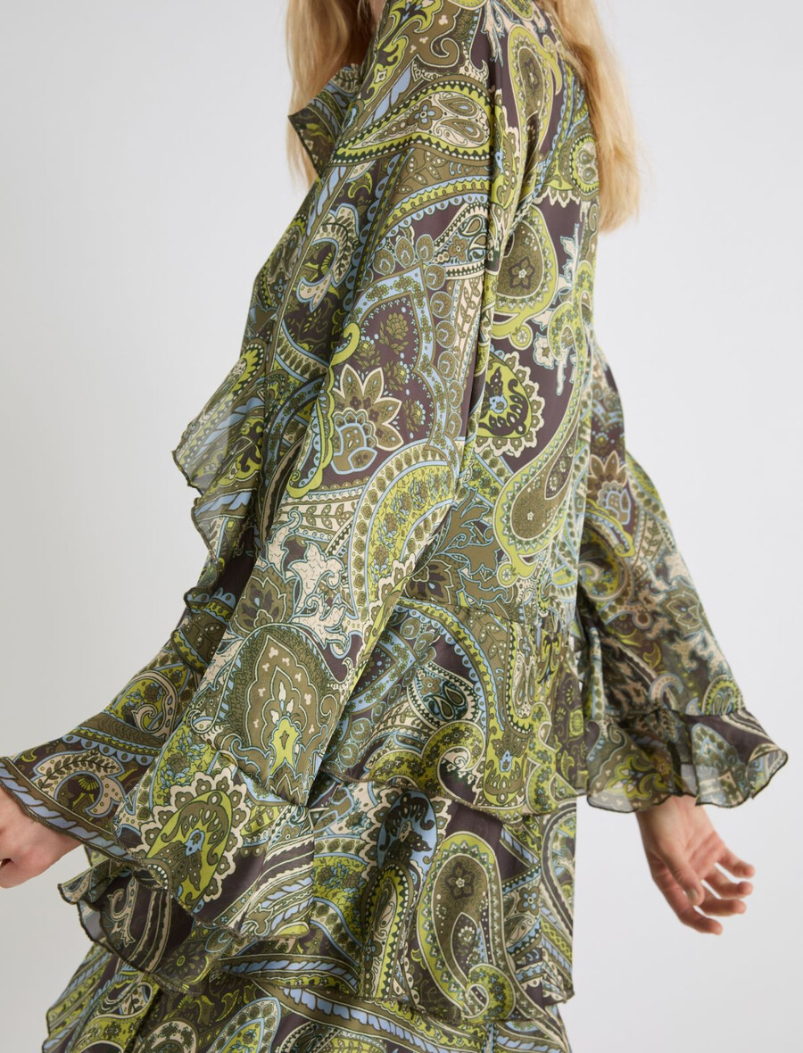 abito corto con balze - verde lime