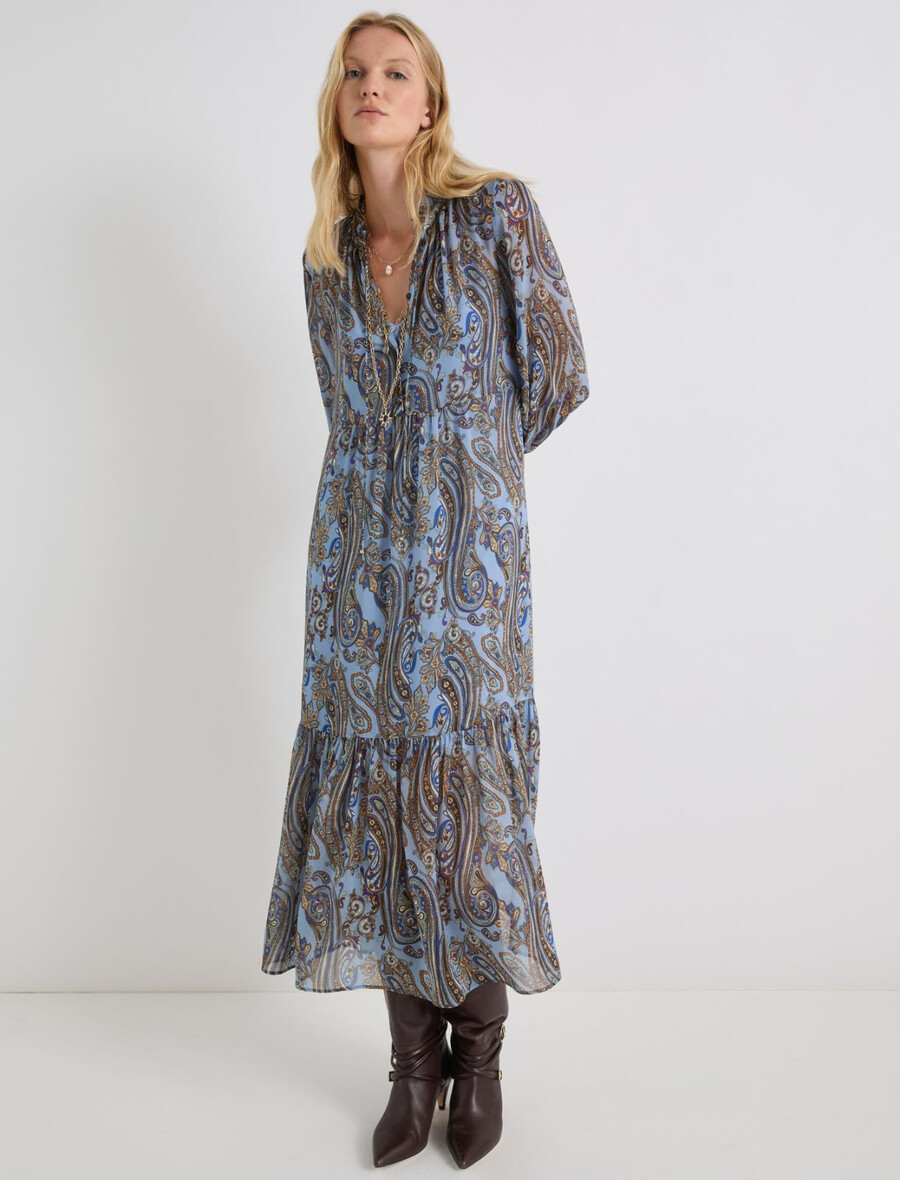 abito lungo in georgette - azzurro chiaro