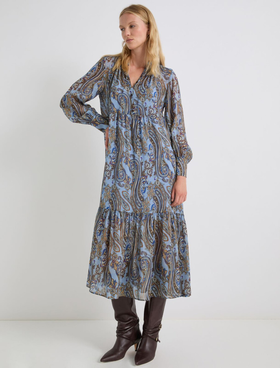 abito lungo in georgette - azzurro chiaro