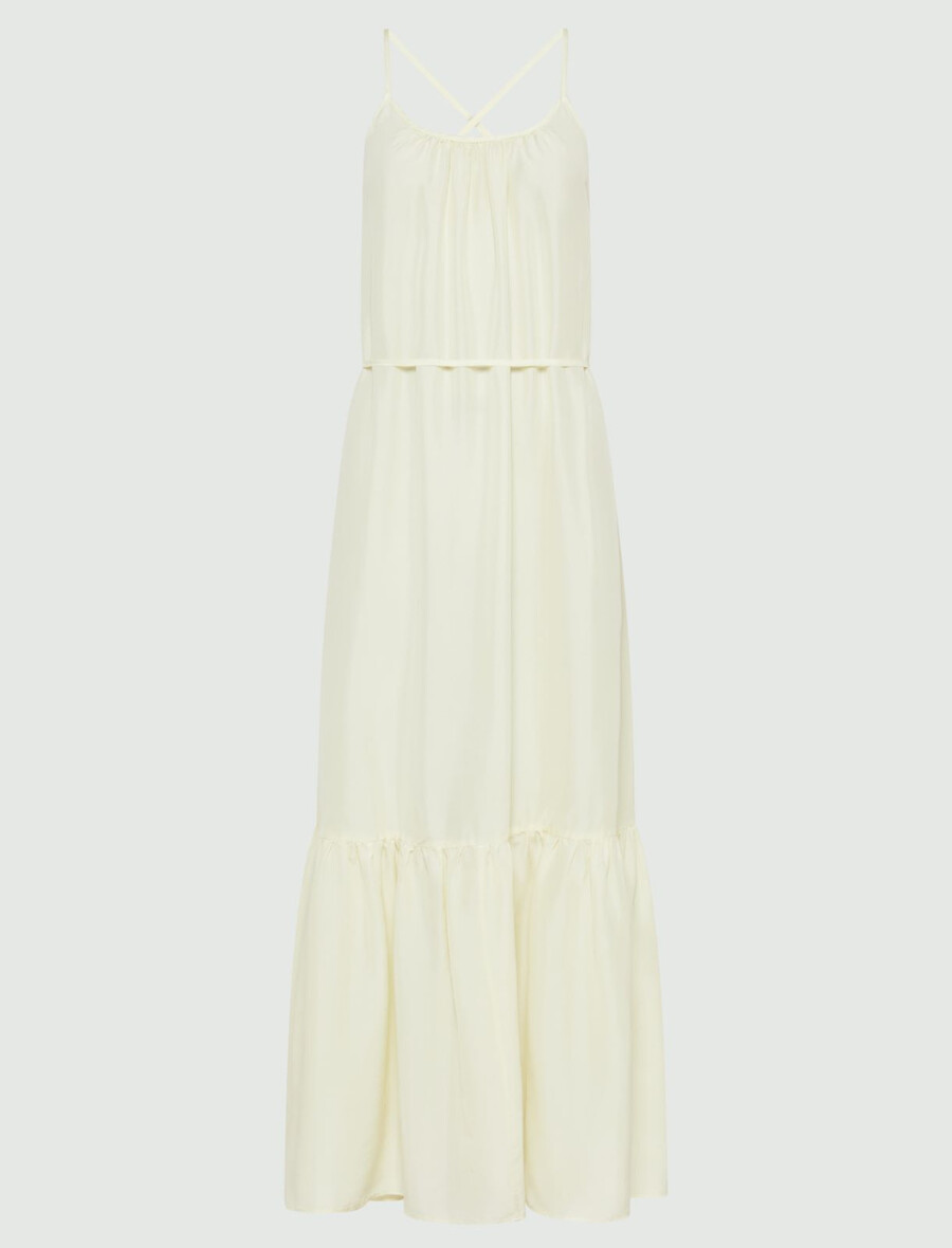 abito lungo habotai in seta - crema