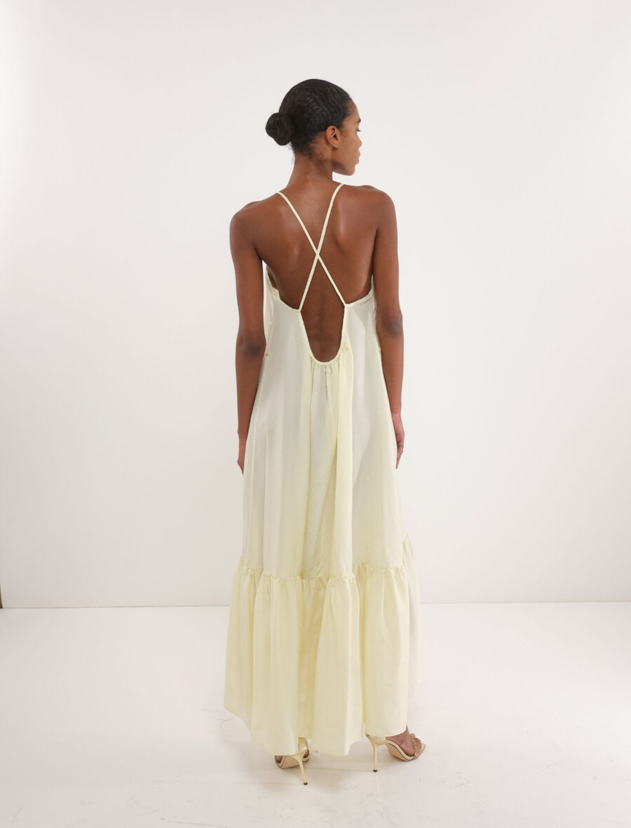 abito lungo habotai in seta - crema