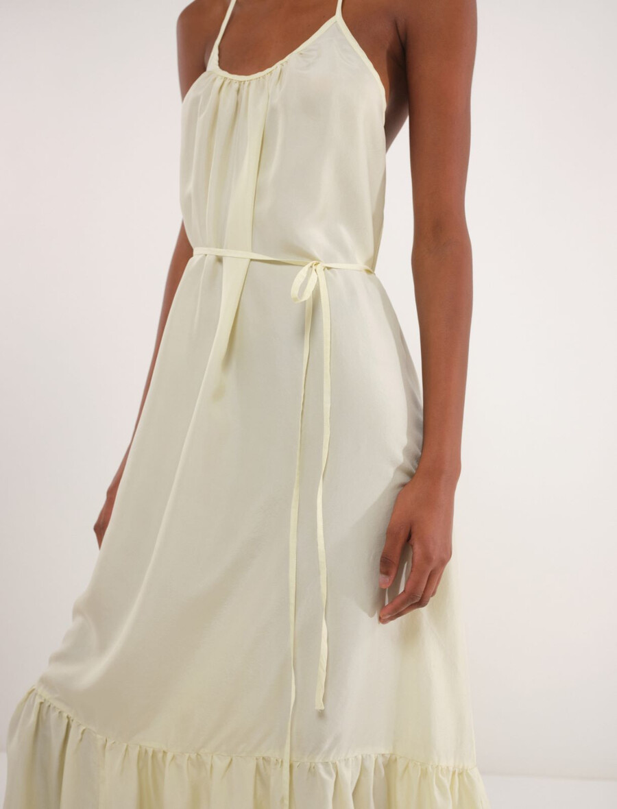 abito lungo habotai in seta - crema